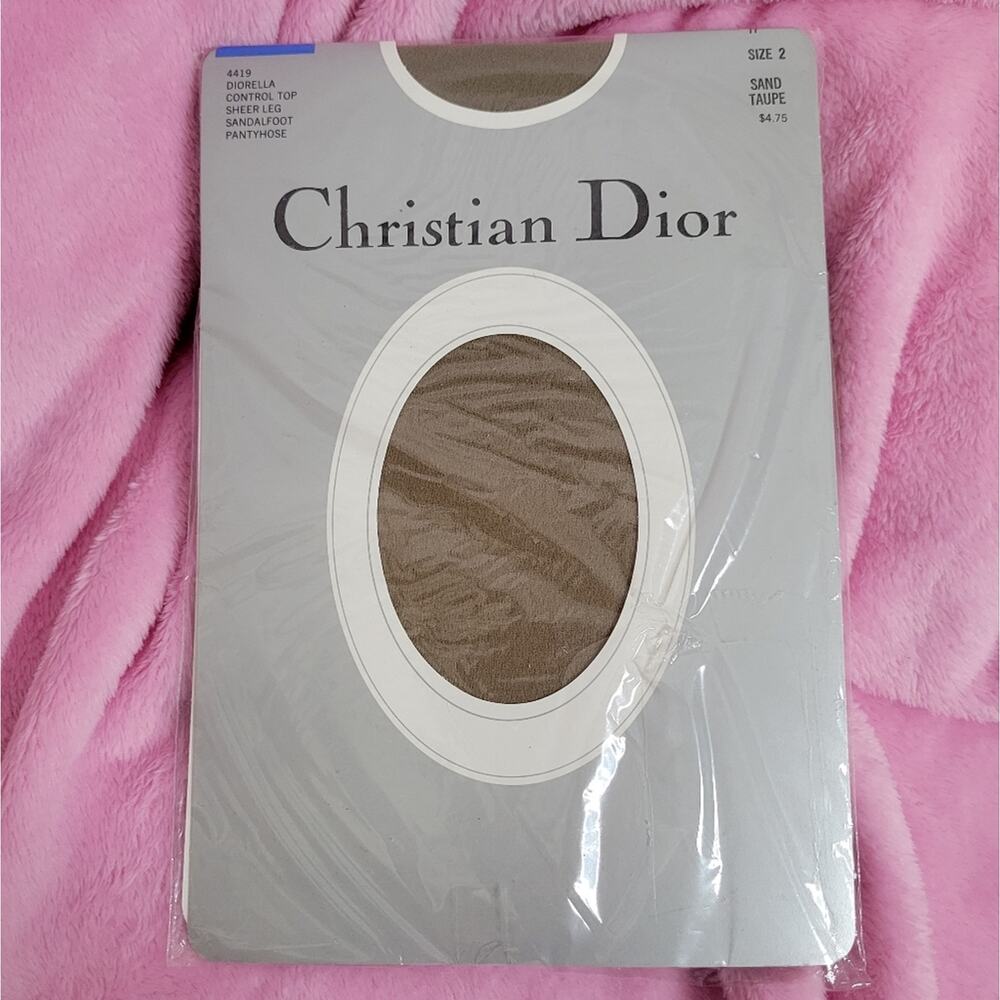 Vintage NIP Christian Dior Control Top Sheer Leg Sandalfoot Pantyhose, size 2